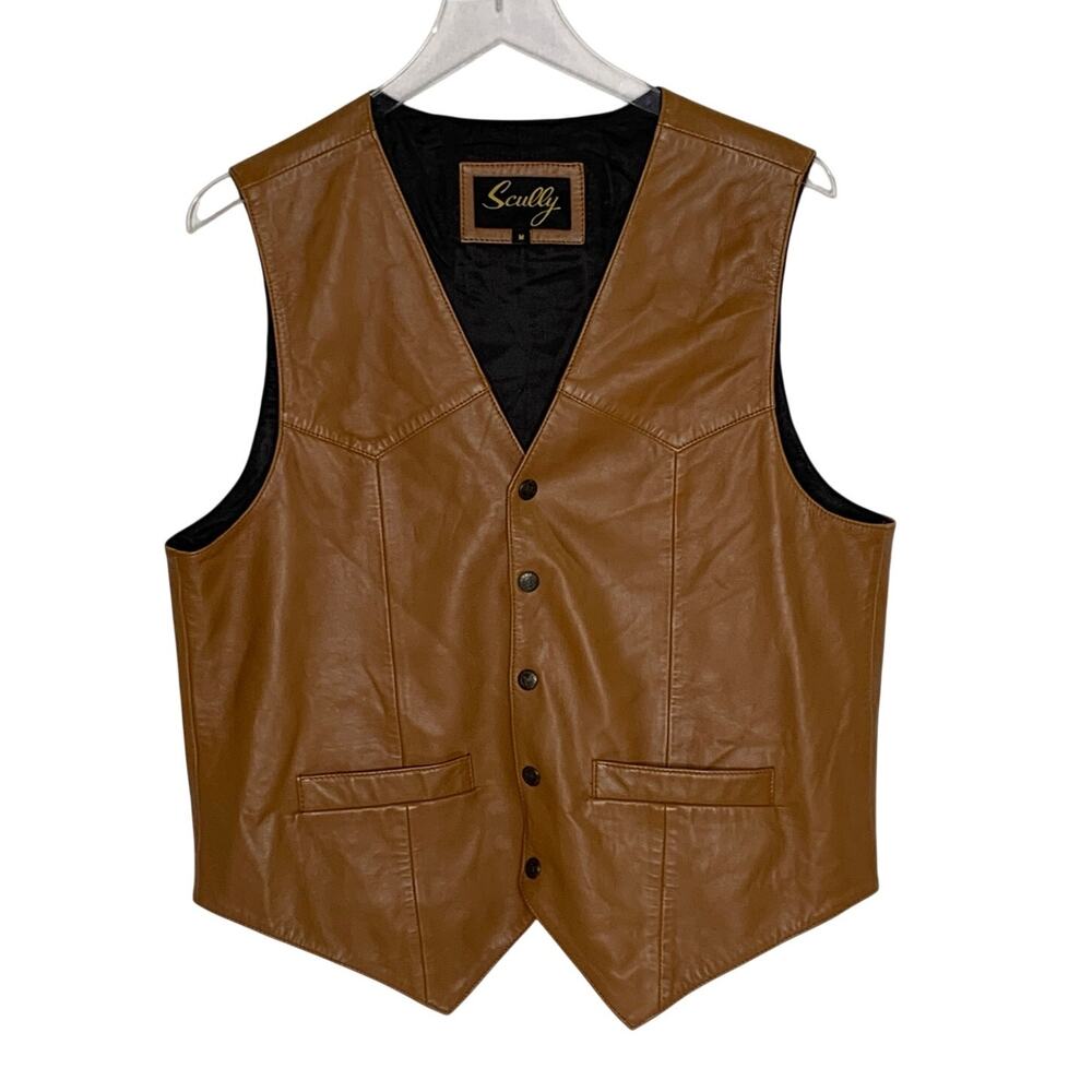 Scully Lamb Leather Vest M Mens Antique Brown Western Cowboy Rodeo Rockabilly